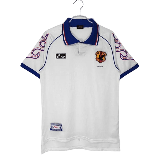 1998 Japan White Jersey Fan Edition white base blue flame sleeves France World Cup away front view