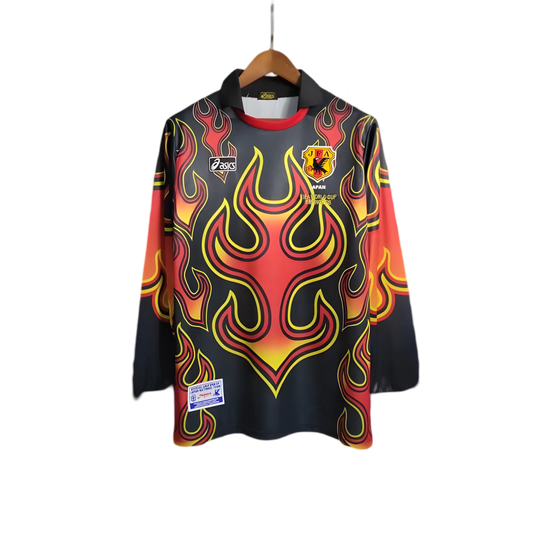 Japan retro home goalkeeper long sleeve jersey 1998 featuring iconic flame pattern design from World Cup France debut campaign