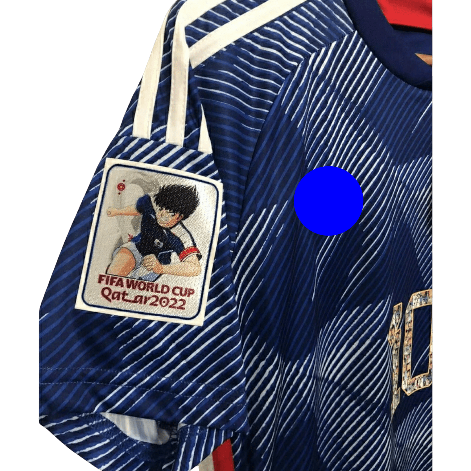 National team anime jersey showcasing Captain Tsubasa number 10 with royal blue design and professional athletic quality