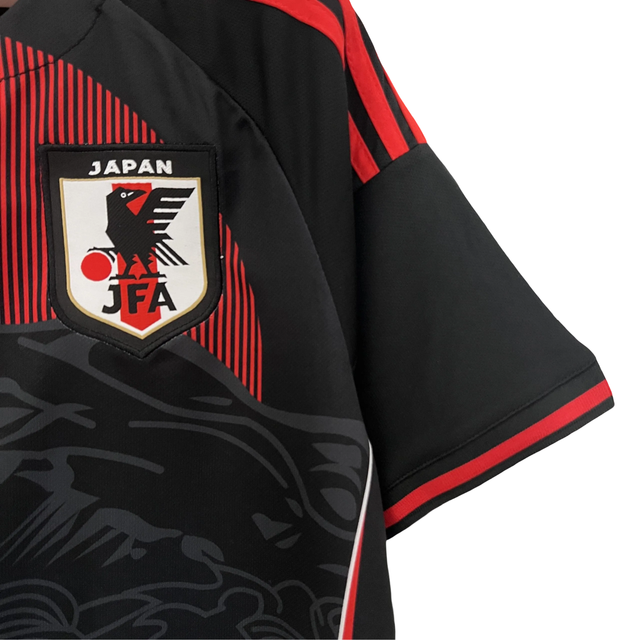 Split color black and red Japan soccer kit – NipponKits