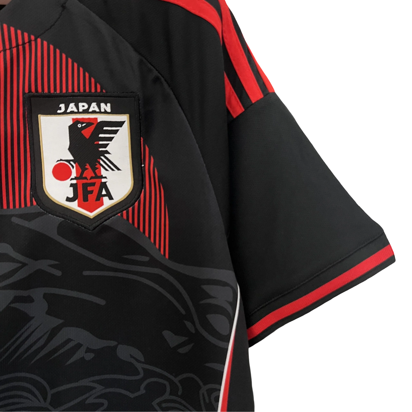 Split color black and red Japan soccer kit – NipponKits