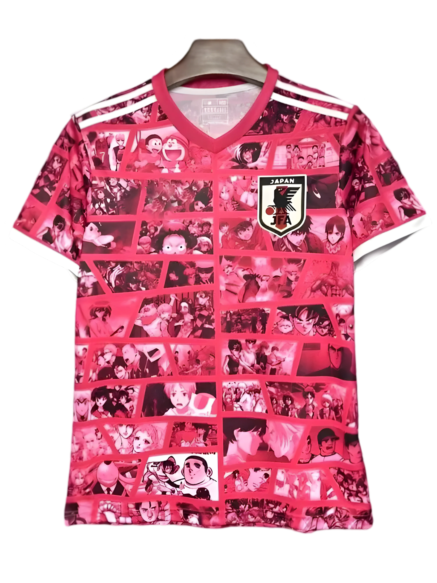 Japan anime cartoon jersey red pop culture characters mosaic football design NIPPONKITS Store