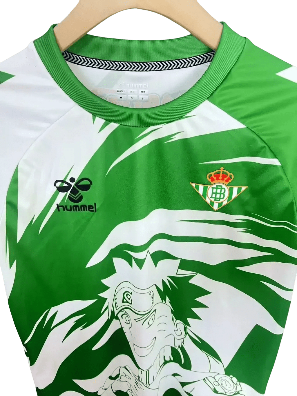 Cultural fusion jersey showcasing Real Betis football tradition with Japanese anime excellence and professional athletic quality