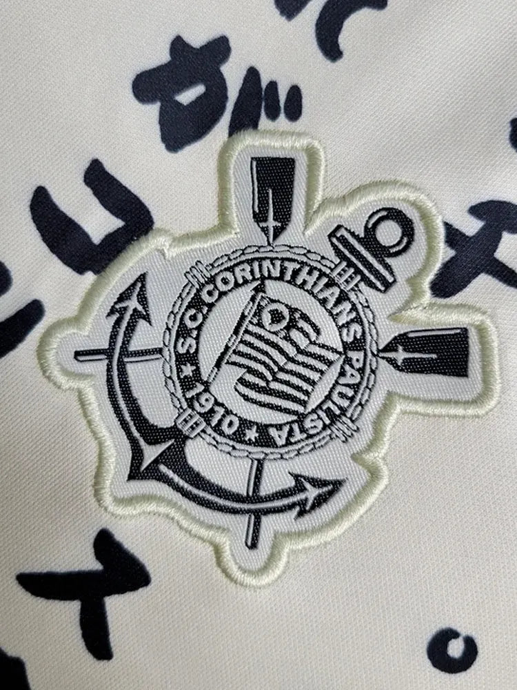 Official corinthians japan kit third version displaying authentic katakana script pattern and club branding