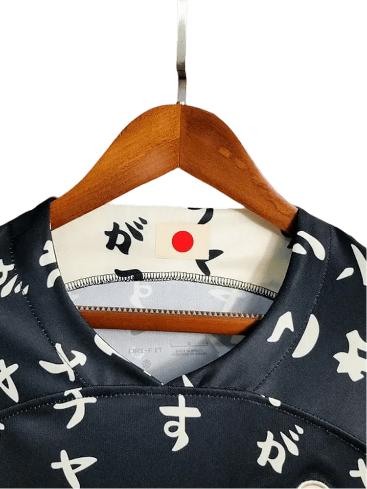 Official corinthians japanese jersey black displaying street-ready aesthetic with fade-resistant white katakana script elements