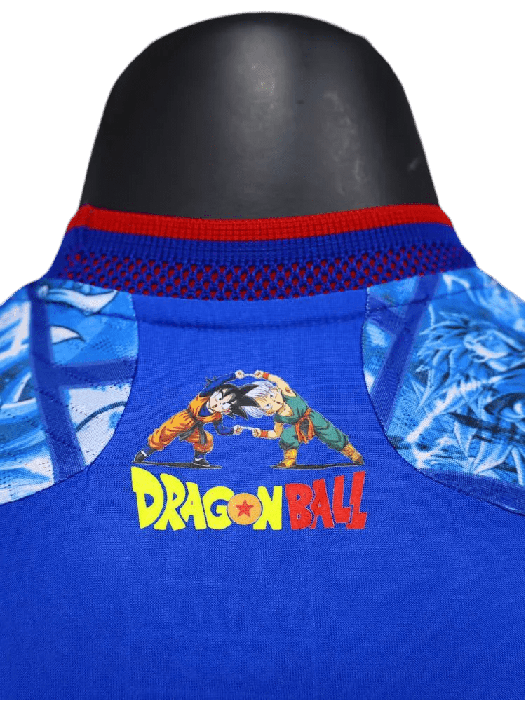 Japan dragon ball soccer jersey with anime comic design and red trim