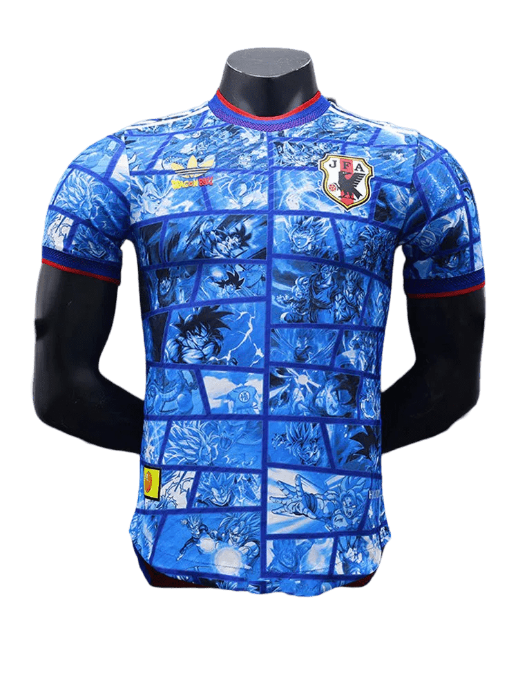 Japan Dragon Ball Blue Jersey with manga comic panels and JFA crest