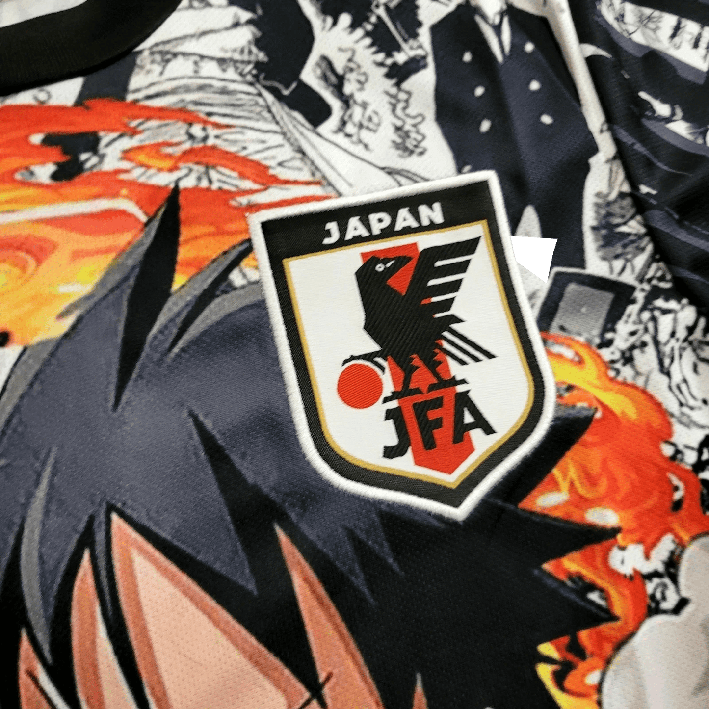 Explosive Luffy manga artwork jersey featuring smoke effects and monochrome panel tapestry design