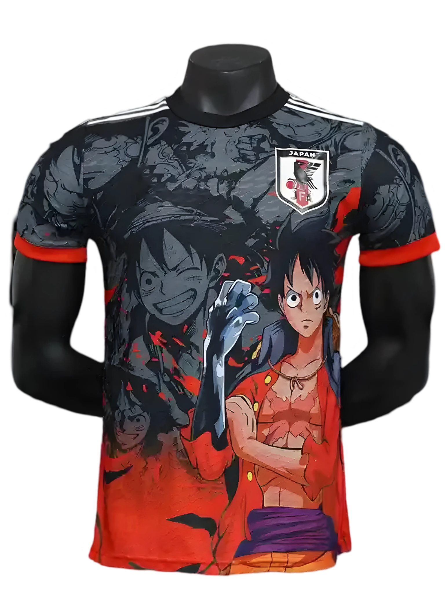 Luffy Gear 2 jersey with red steam transformation effects and JFA logo by NipponKits Store