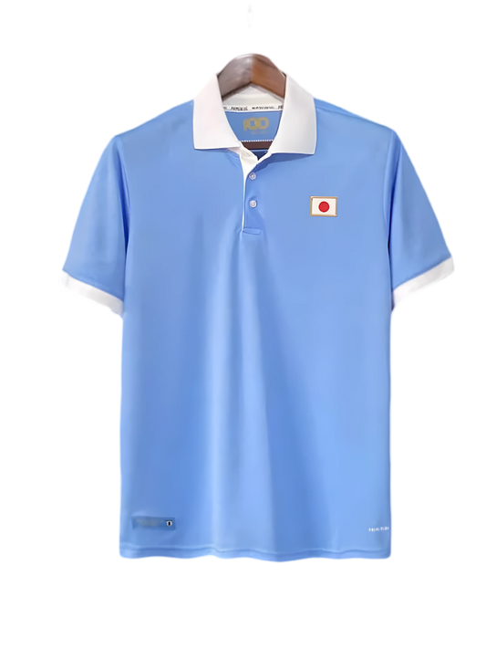 Japan Retro Jersey blue vintage design white collar Japan Soccer Jersey classic heritage front view