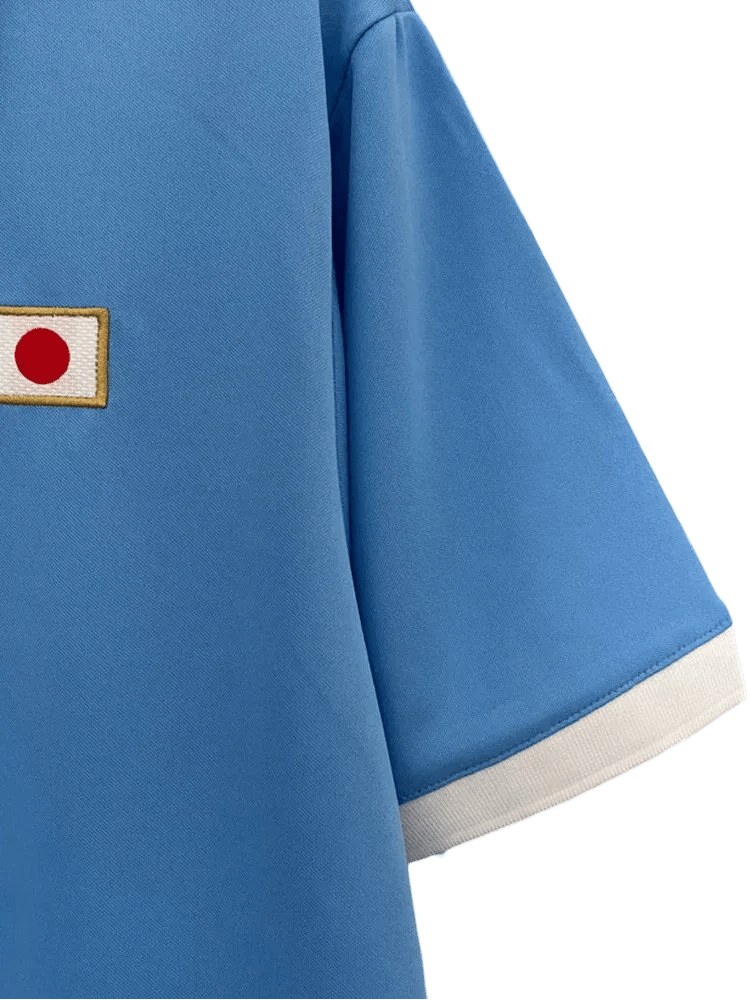 Japan Soccer Jersey traditional blue base clean collar embroidered details vintage construction