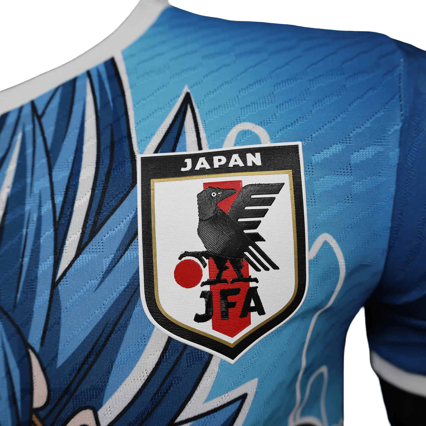 Gogeta Dragon Ball Blue Jersey with Super Saiyan Blue artwork and JFA crest