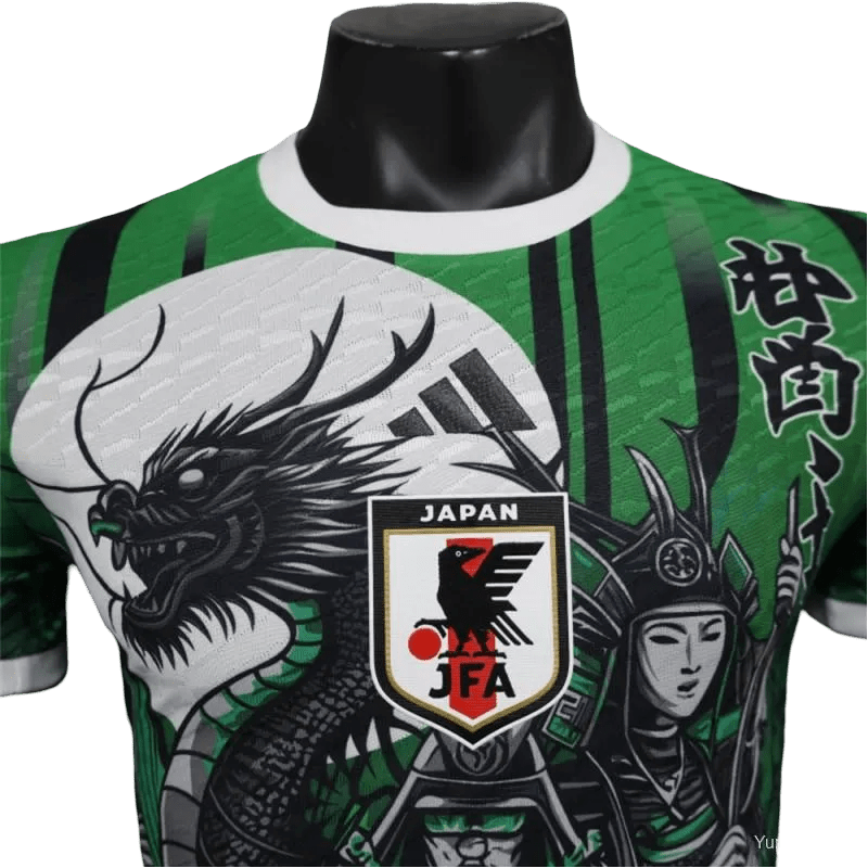 Green Japan soccer jersey with artistic brush design – NipponKits