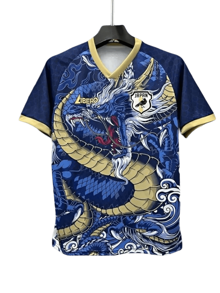 Japan blue dragon jersey gold traditional artwork samurai libero sponsor blue dragon kit NIPPONKITS Store