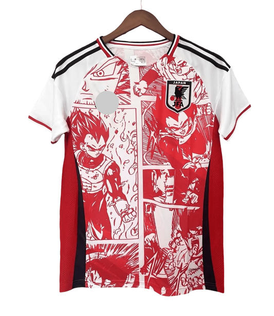 Dragon Ball manga jersey featuring red and white comic panels with crimson character illustrations by NipponKits Store