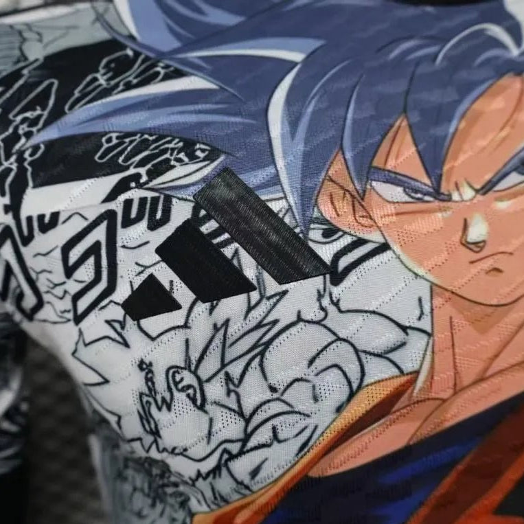 Ultra instinct Goku shirt with silver hair design and authentic Dragon Ball manga panels integration