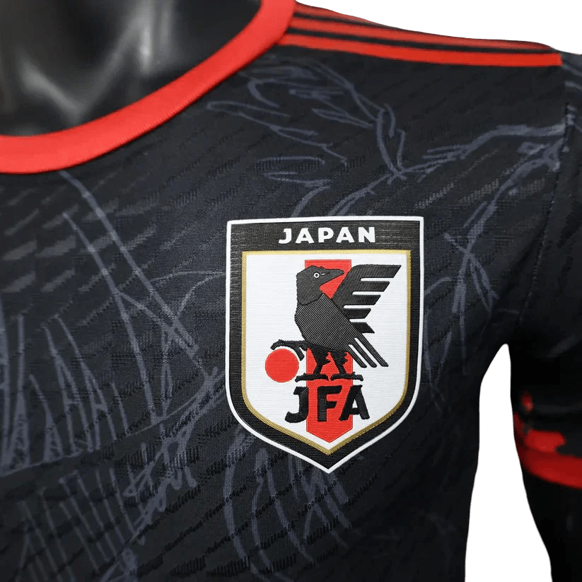 Itachi Black jersey with authentic Akatsuki clouds, blood tears, and Japan soccer jersey quality construction
