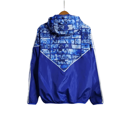 Manga blue windbreaker jacket japan detachable hood design