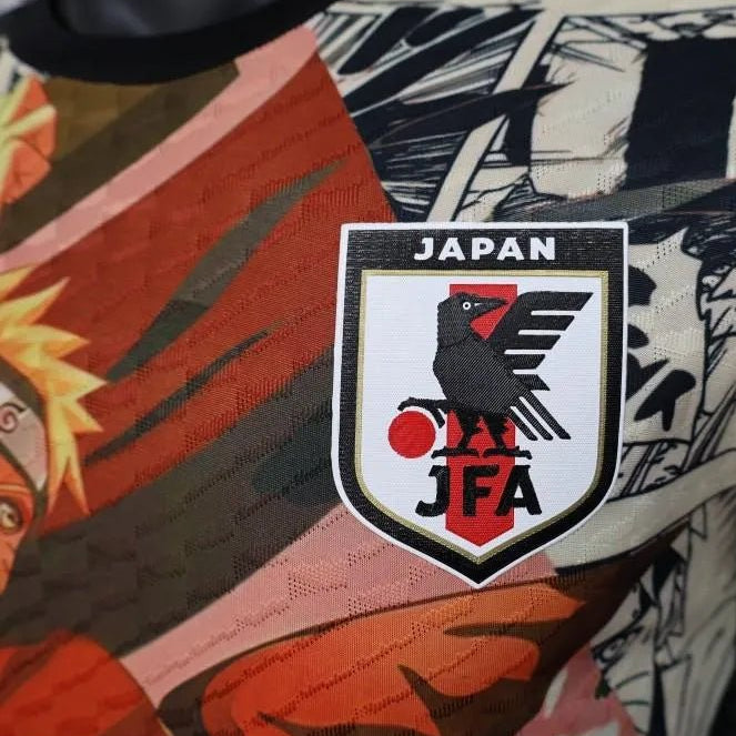 Japan jersey showcasing Naruto spiritual development with natural orange chakra and traditional training wisdom visualization