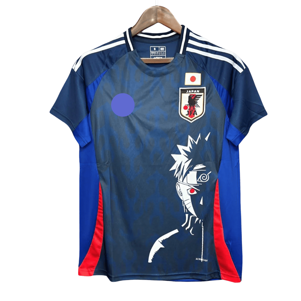Naruto Blue Jersey with forbidden Sharingan eye and oceanic blue effects representing hypothetical power convergence by NipponKits