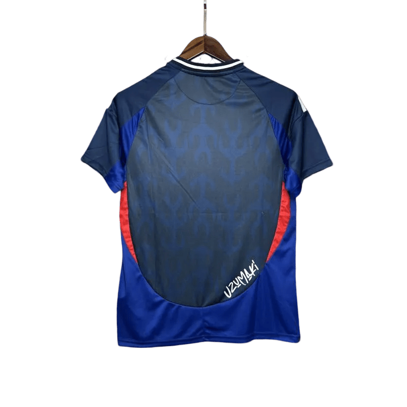 Premium Naruto kit featuring speculative Sharingan abilities with blue depth effects and authentic Japan jersey construction