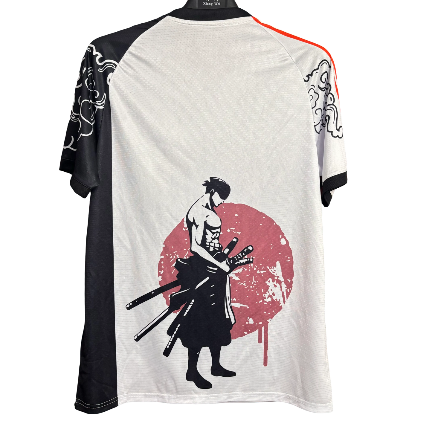 Japan one piece anime soccer jersey zoro swordmaster kanji design back