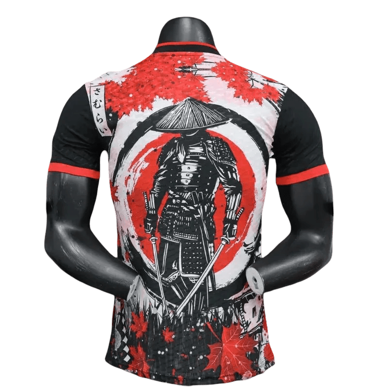 Red and black Japan soccer jersey katana concept – NipponKits