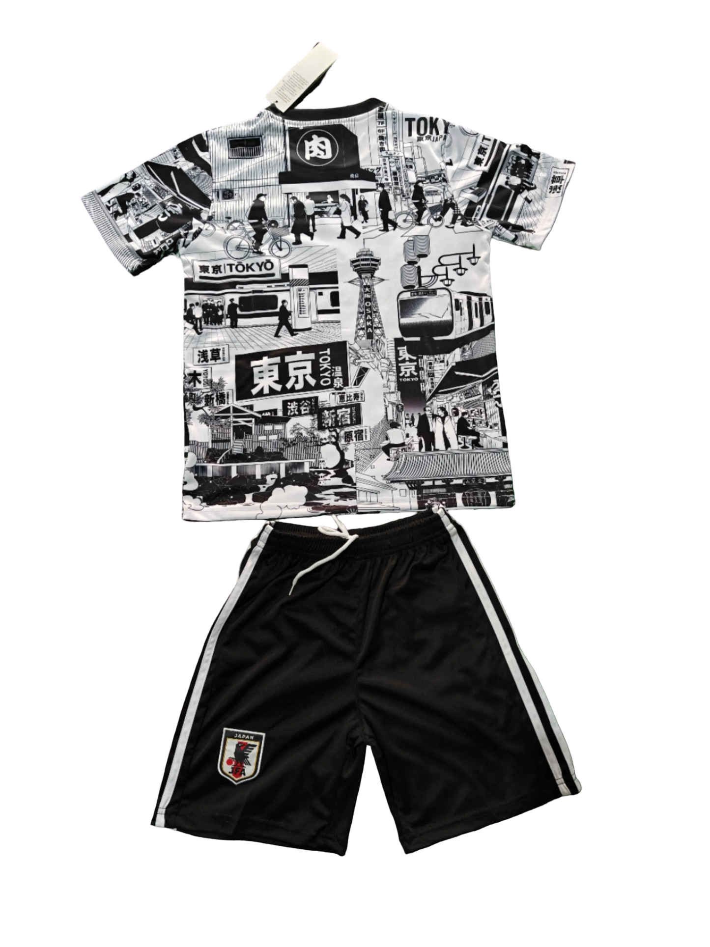 black white tokyo kids soccer jersey