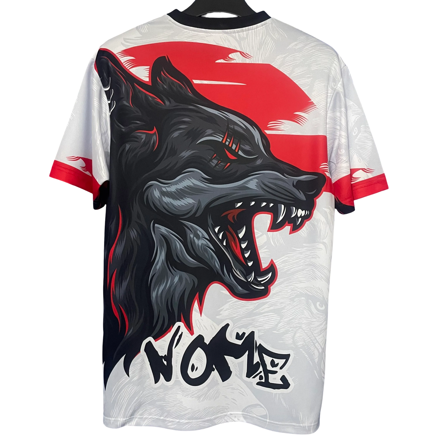 Japanese concept football jersey featuring roaring wolf artwork
