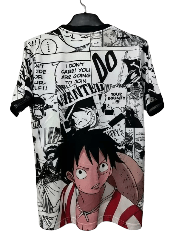 japan anime soccer jersey with luffy wanted poster design