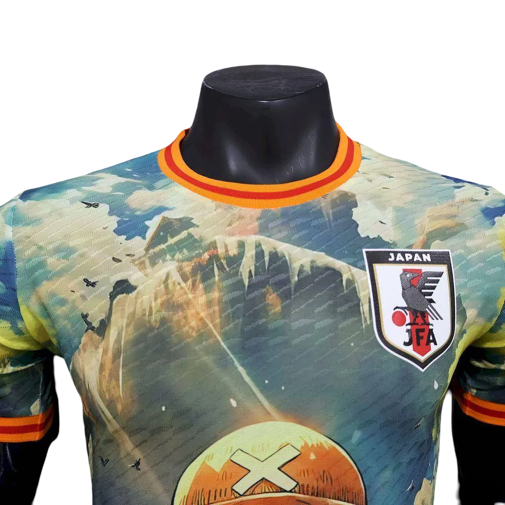 One Piece Luffy manga t shirt featuring watercolor artistic style with signature red vest design