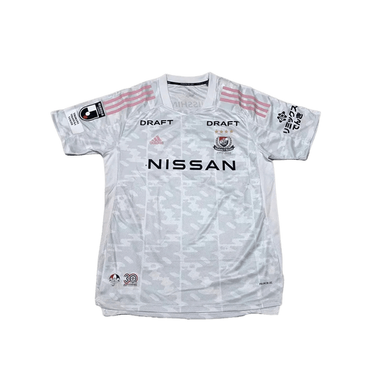 Yokohama f marinos jersey 22/23 away white pink accents elegant design NISSAN DRAFT
