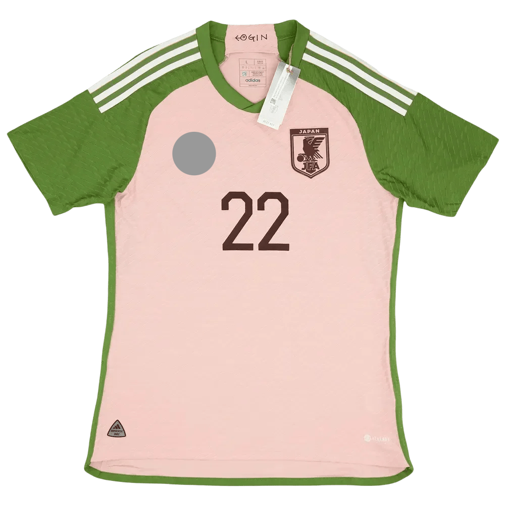 Japan x nigo pink football jersey green details streetwear collaboration number 22 NIPPONKITS Store