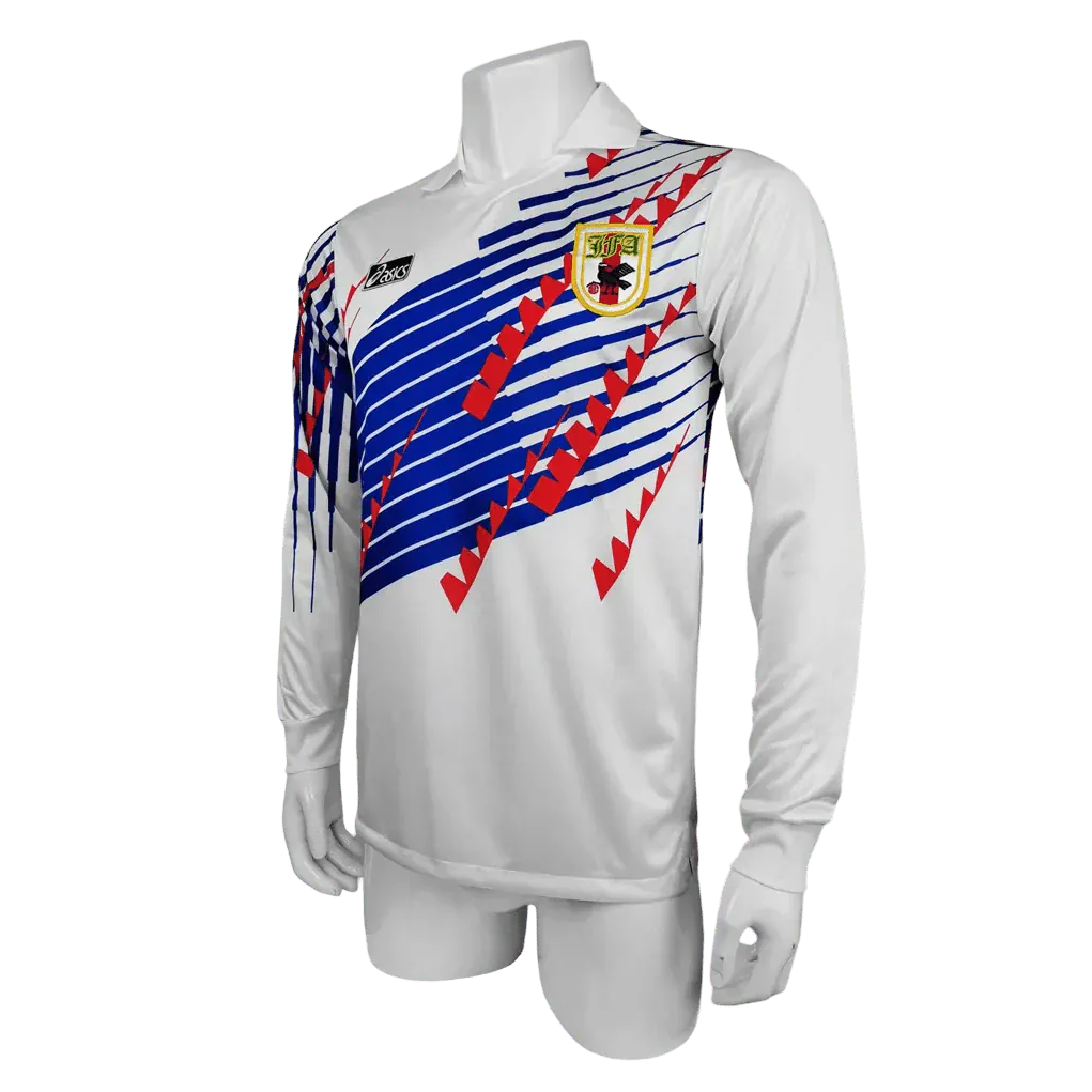 Japan long sleeve retro jersey 1994 white away asics with official JFA crest

