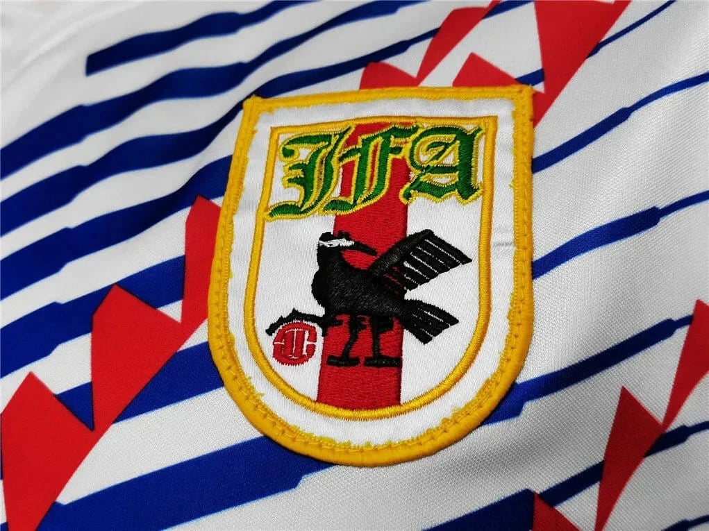 Premium 1994 japan away white long sleeve football shirt asics geometric pattern
