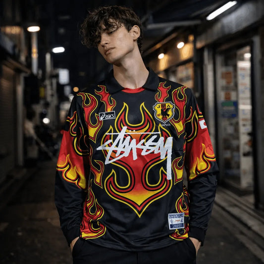 1998 Japan Goalkeeper Jersey Long Sleeve – Black Flame Stussy Edition