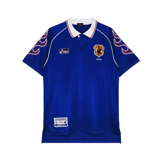 1998 Japan Home Blue Jersey Fan Edition royal blue white flame sleeves France World Cup front view