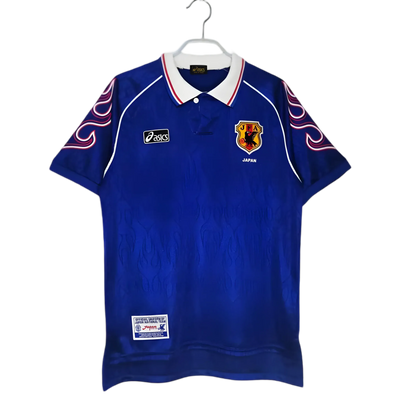 1998 Japan Home Blue Jersey Fan Edition royal blue white flame sleeves France World Cup front view