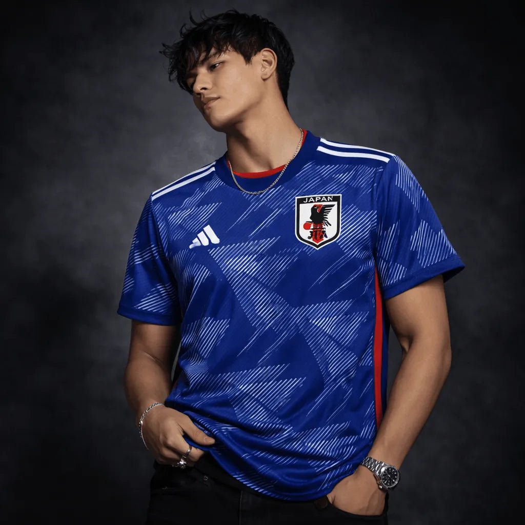 2022 Japan Home Jersey - World Cup Edition worn by model 