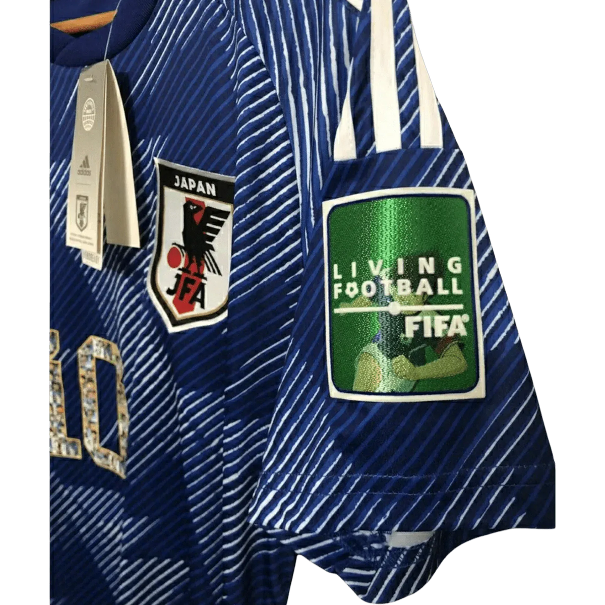 Authentic Captain Tsubasa Blue jersey with Japan football identity, number 10 legend, and premium anime jersey construction