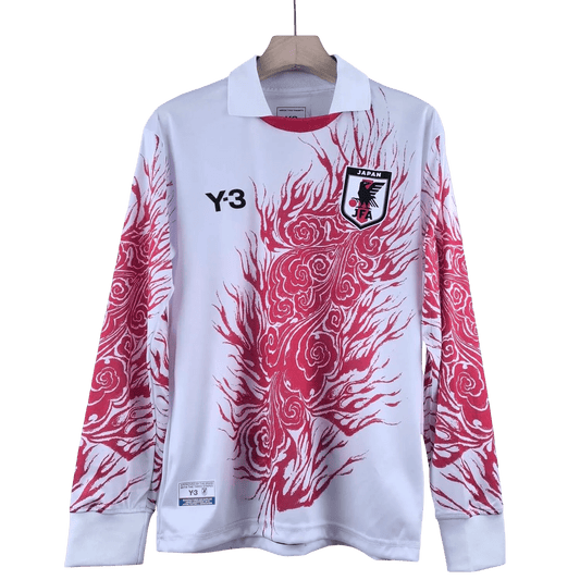 Japan Y-3 jersey 2025 long sleeve white yohji yamamoto rose flame design paris fashion week culturewear NIPPONKITS Store