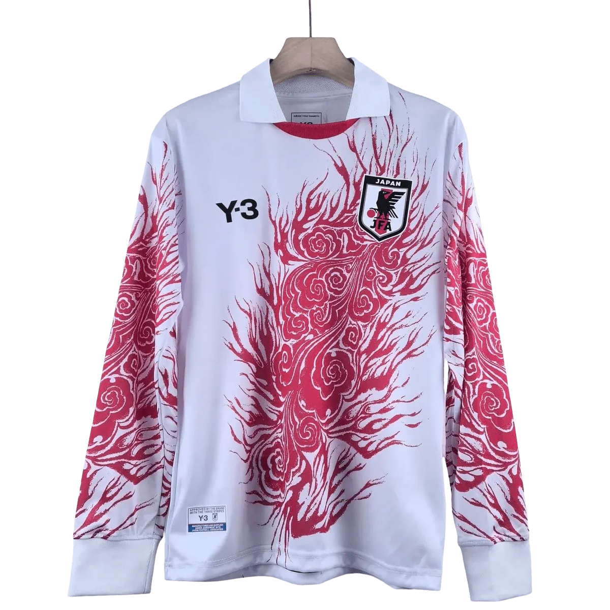 Japan Y-3 jersey 2025 long sleeve white yohji yamamoto rose flame design paris fashion week culturewear NIPPONKITS Store