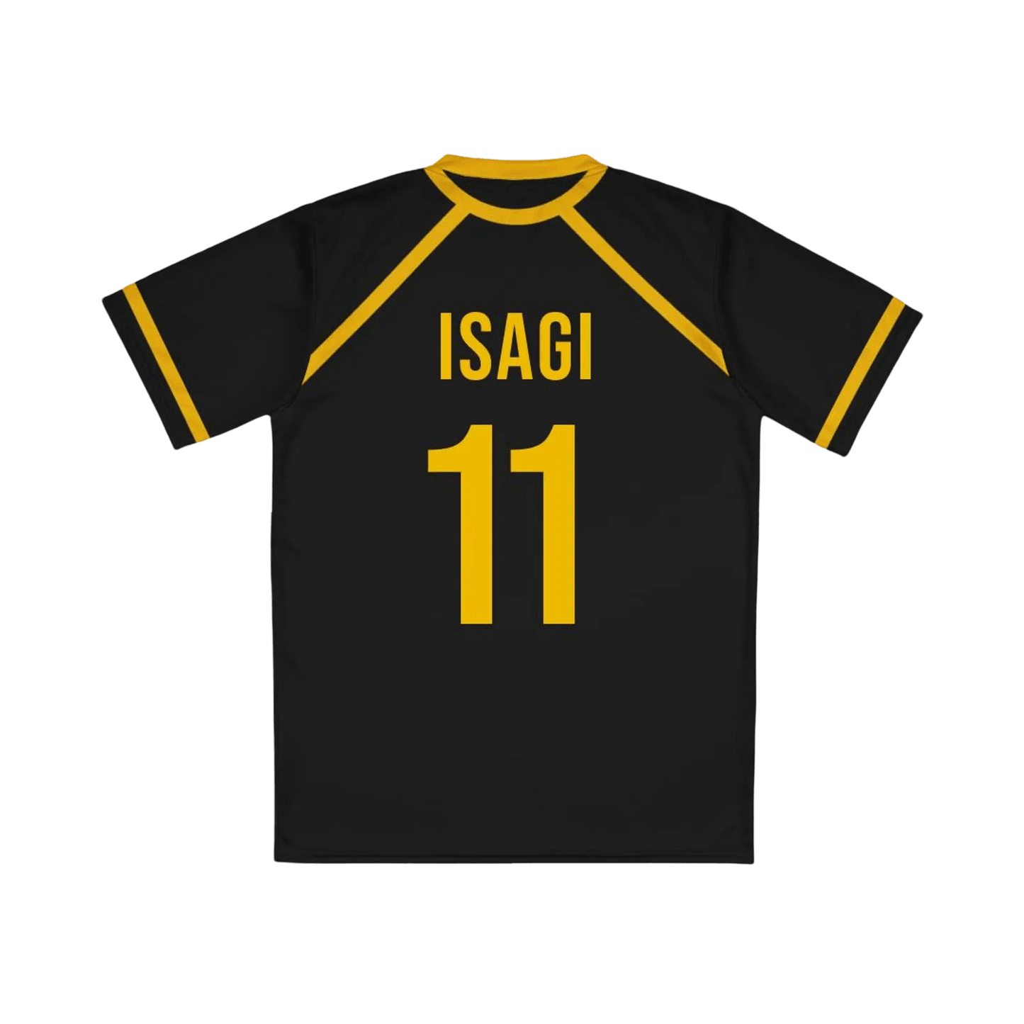 Bastard Munchen jersey Blue Lock with yellow accents featuring the name 'ISAGI' and number '11'.