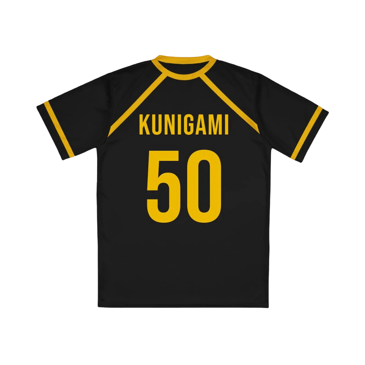 Bastard Munchen jersey Blue Lock  with yellow lettering and numbering on a black background