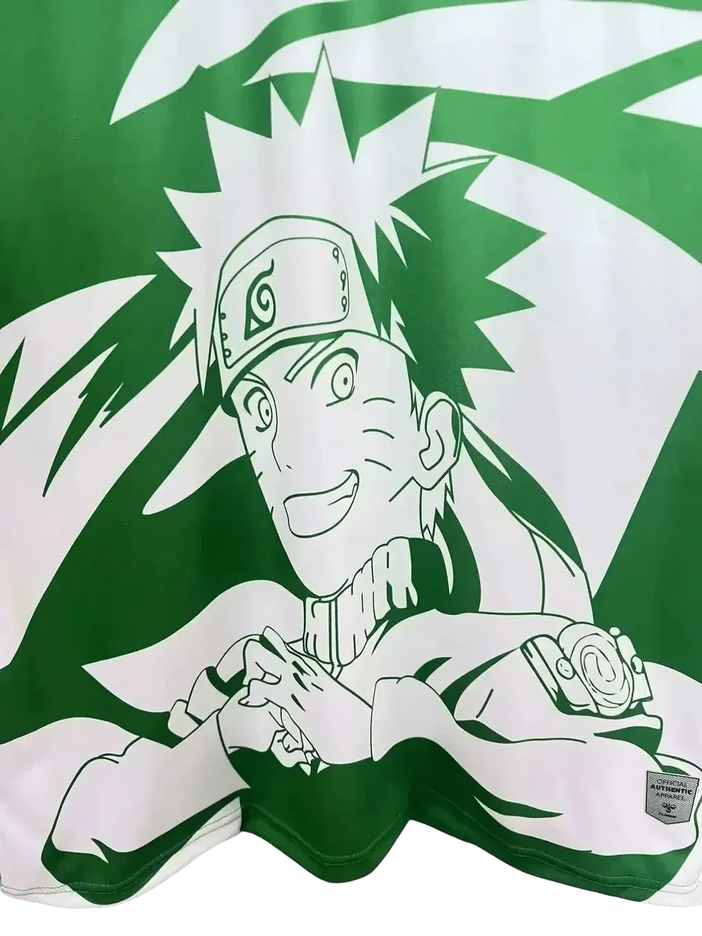 Authentic Real Betis Naruto collaboration with verde y blanco design, anime character elements, and soccer jersey standards