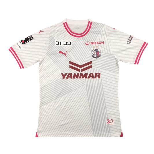Cerezo osaka away jersey 2024 white shinji kagawa european legacy cherry blossom pattern pink accents NIPPONKITS Store