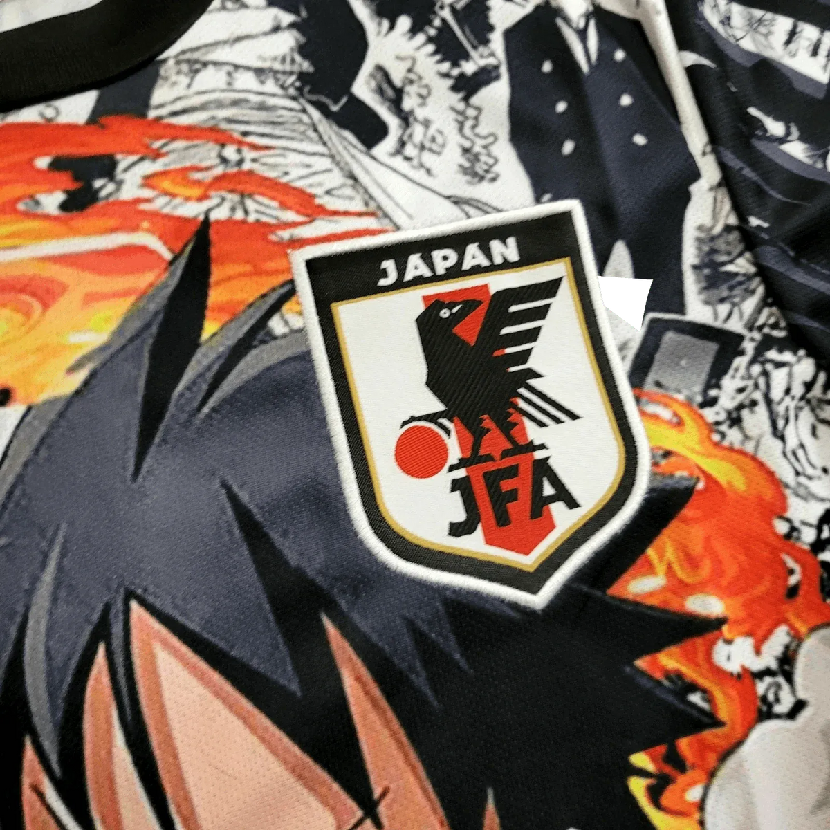 Explosive Luffy manga artwork jersey featuring smoke effects and monochrome panel tapestry design