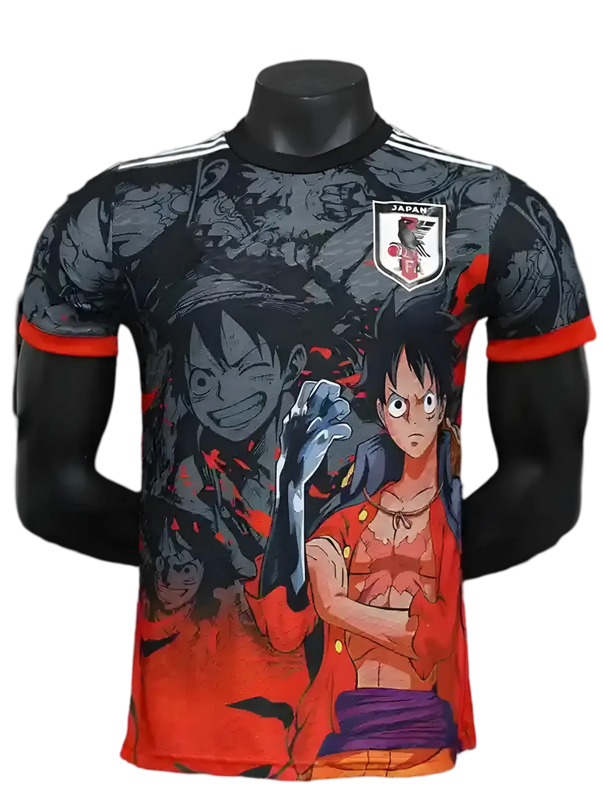 Luffy Gear 2 jersey with red steam transformation effects and JFA logo by NipponKits Store