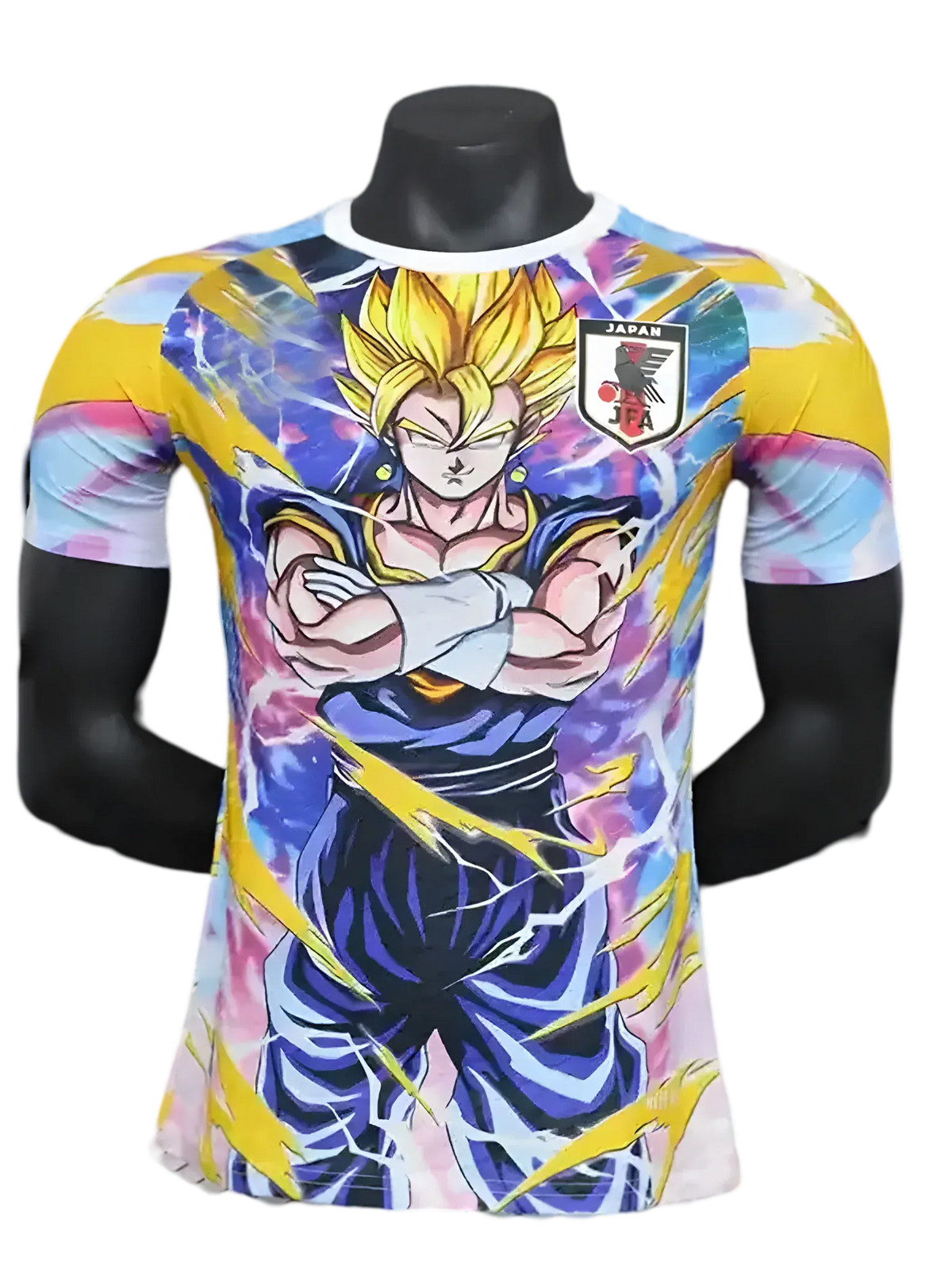 Vegeta DBZ shirt featuring Super Saiyan transformation with golden hair and purple energy aura by NipponKits Store