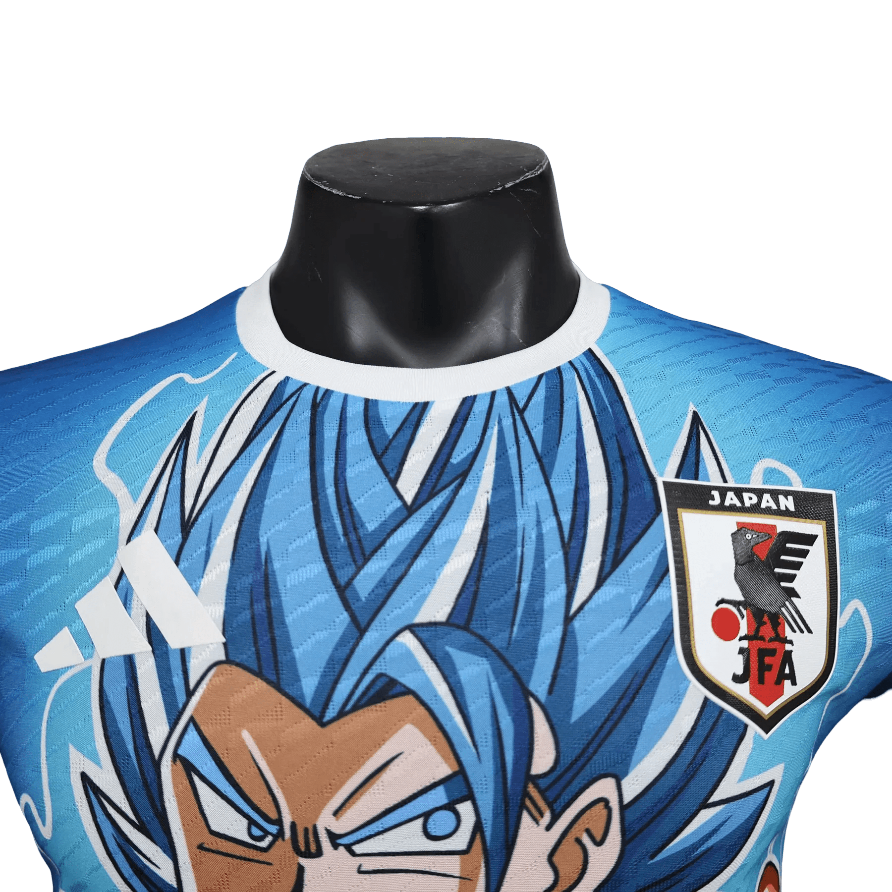 Gogeta Dragon Ball Blue Jersey with Super Saiyan Blue artwork and JFA crest